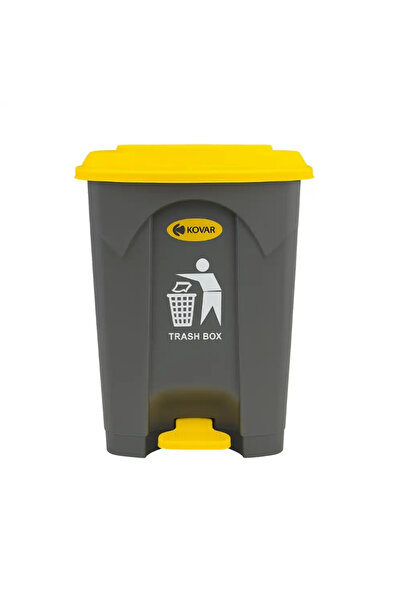 Kovar Outdoor Pedal Operated Trash Can Bin With Lid Yellow And Gray Waterproof And Sturdy- 50Ltr