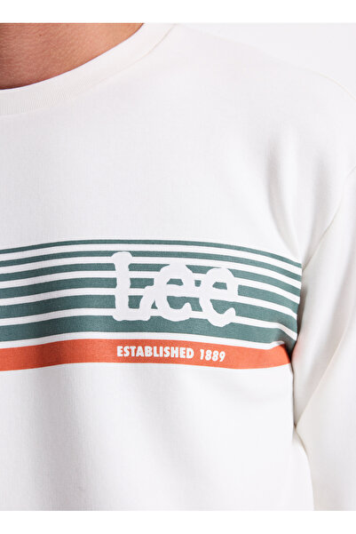 Lee Ανδρικό φούτερ με λαιμόκοψη σε λευκό χρώμα L2520099102 Λευκό φούτερ