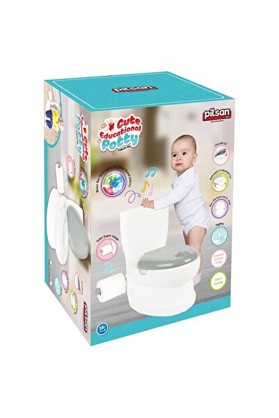 PİLSAN Educational Potty for Children Cute with Lid, Music Box with Siphon Sound and Lights, Base with 5