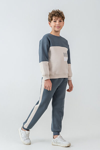 AHENGİM Σετ χειμερινής φόρμας για αγόρια Brooklyn Skat Clup με στάμπα με 3 κλωστές Ak4228