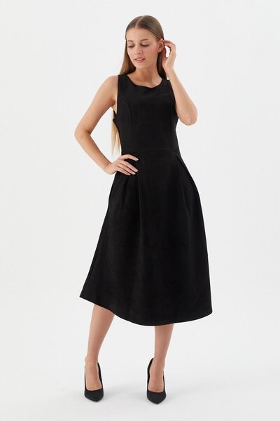 Shopping Shop Suede Midi Dress Black