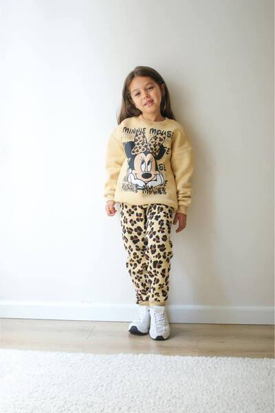 NURTOPU Kız çocuk takımı alt üst set 3iplik li şardonlu içi kalın kışlık full likrali pamuk kumaş yuzde yuz