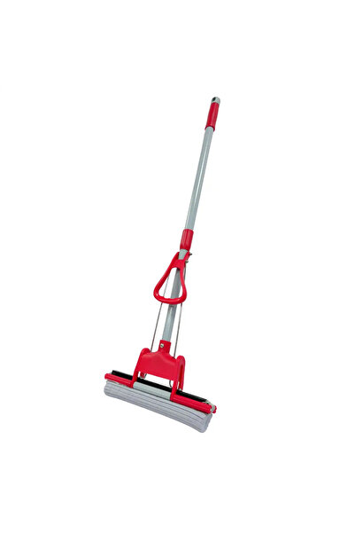 Kovar Self Wringer PVA Sponge Mop With Telescopic Trigger Up Handle- Red