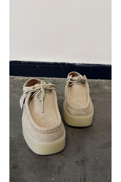 Eataly Shoes Bej Süet Bağcıklı Kadın Ayakkabı