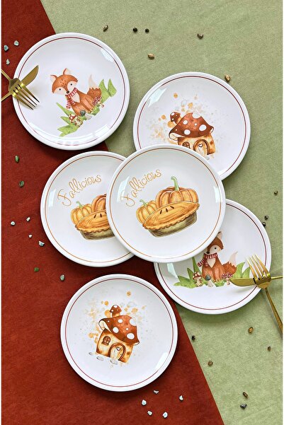 ers erbaşlar SİHİRLİ SONBAHAR 6 PARÇA  PASTA TABAĞI SETİ