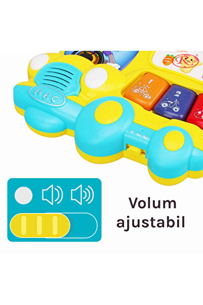 RCO Jucarie interactiva muzicala cu functii si lumini, Mini orga Autobuz, WW7024