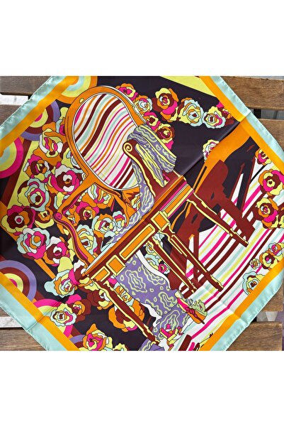 MODA وشاح ساتان منقوش ملون 60 × 60 سم