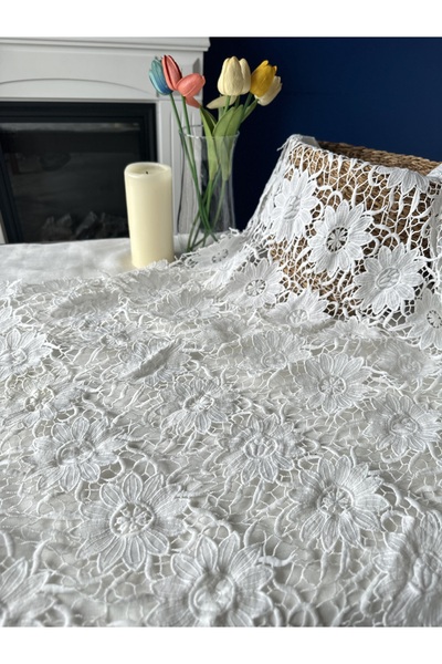 Hayalet kumaş Beyaz örgü dantel