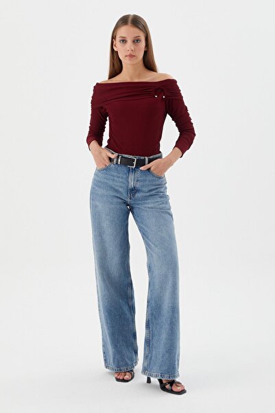 Shopping Shop Μπλούζα με γιακά Madonna ΜΠΟΡΔΟ