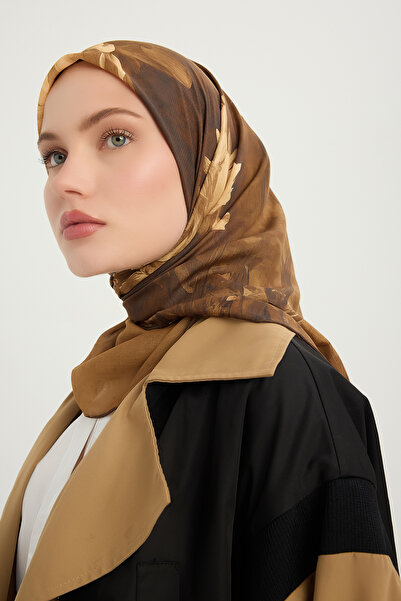 Schaless Διαχρονικό Όνειρο - Καφέ - Κασκόλ με σχέδιο Εφιλίας - 90x90 εκ.