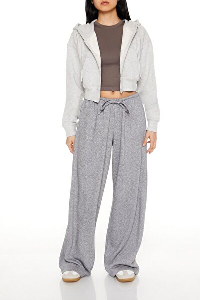 Forever 21 French Terry Crop Kapüşonlu Sweatshirt