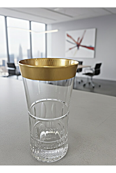 DECOSTYLE Paşabahçe Matte Gold 300 Cc Water Glass – Premium Glass Set of 6 |