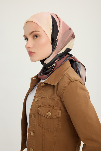 Schaless Lalesi of Colors - Tile - Efilia Patterned Scarf - 90X90 cm