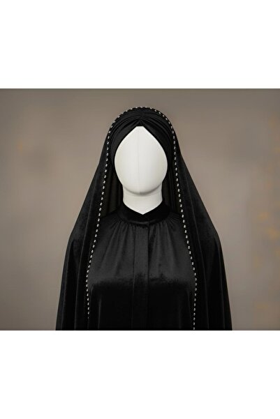 MERİT FASHION Kadife Kumaş Silver İşlemeli Bone&Duvak Takımı Boyun Açık Hazır...