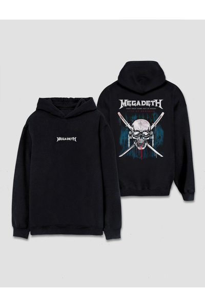 Darkia Megadeth Skull Skull Design Printed Hooded Sweat Hoodie