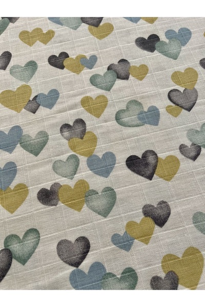 zeinapp 100% Organic Cotton Double Layer Patterned Muslin Fabric 100Cmx170Cm