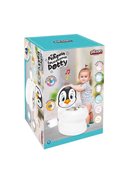 PİLSAN Penguin musical educational potty with non-slip base, toilet paper holder and collection bowl