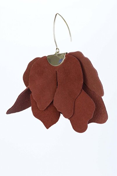 HAIArt Handmade leather floral earrings - Brown