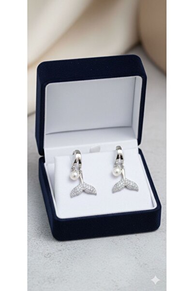 MR Deniz Kızı Kuyruğu İnci Silver Küpe