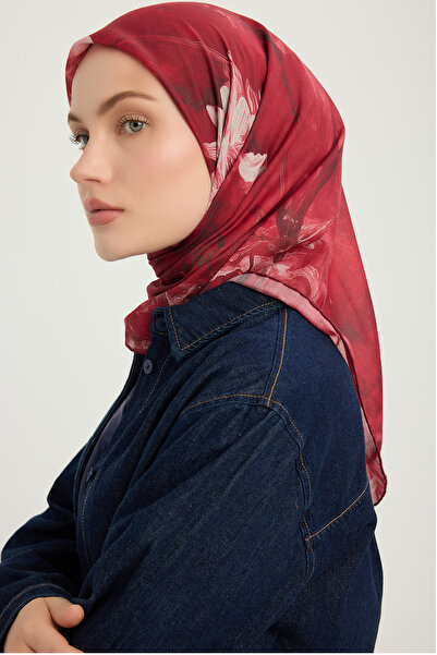 Schaless Timeless Dream - Red - Efilia Patterned Scarf - 90X90 cm