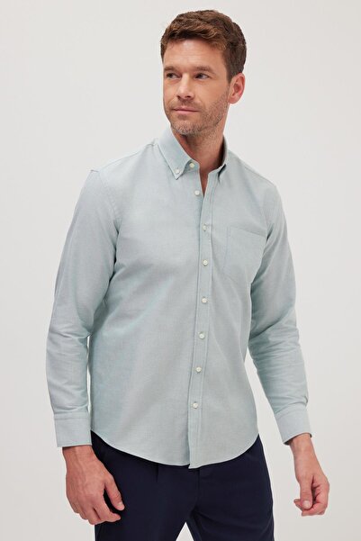 Tudors Erkek Regular Fit Klasik Kesim Premium Oxford %100 Pamuk Mint Gömlek