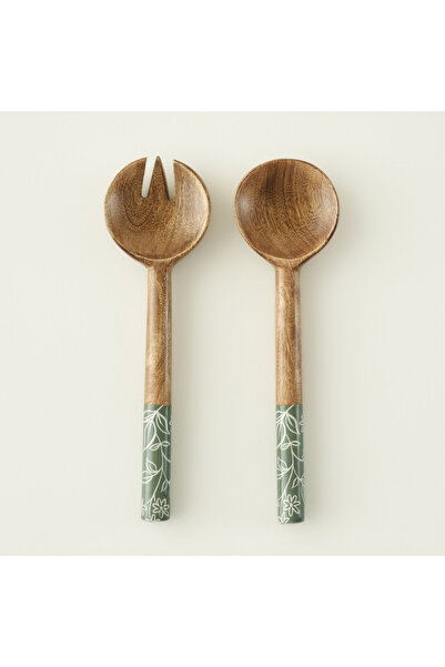 Bella Maison Floral Mango Salad Serving Set Green (28X8 cm)