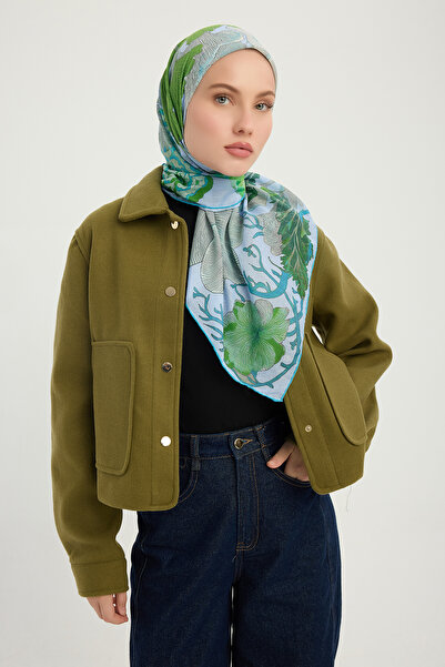 Schaless مرجان بارك - أزرق - وشاح منقوش إيفيليا - 90x90 سم