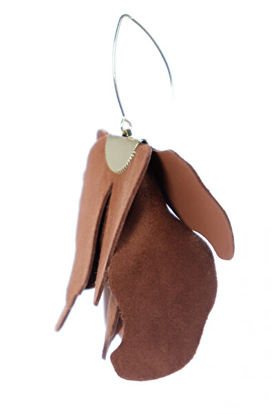 HAIArt Handmade leather floral earrings - Mocha mousse