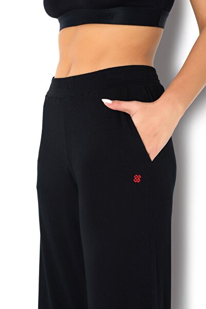 Jiber Women's Wide Leg Viscose Black Capri 2717