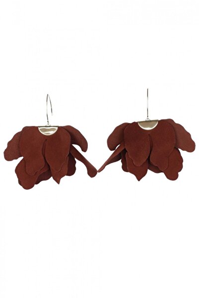 HAIArt Handmade leather floral earrings - Brown