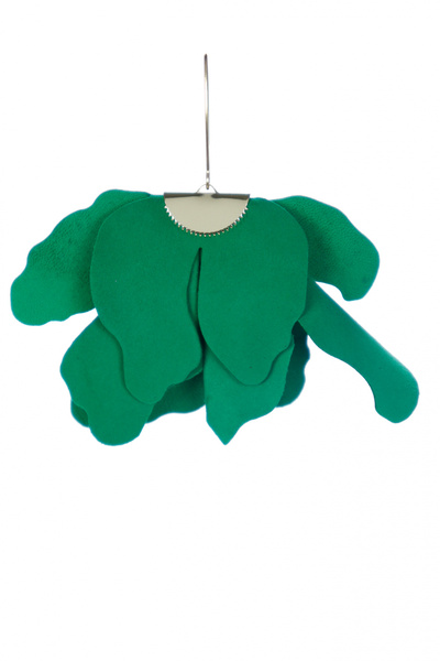 HAIArt Handmade leather floral earrings - Grass green