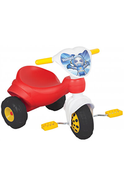 PİLSAN Astronaut Red children's pedal tricycle, durable plastic wheels, mudguards
