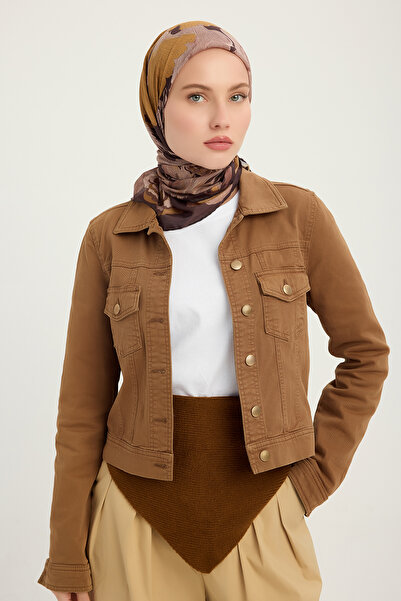 Schaless حديقة المرجان - بني غامق - وشاح منقوش من إيفيليا - 90×90 سم