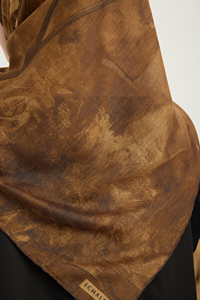 Schaless Διαχρονικό Όνειρο - Καφέ - Κασκόλ με σχέδιο Εφιλίας - 90x90 εκ.