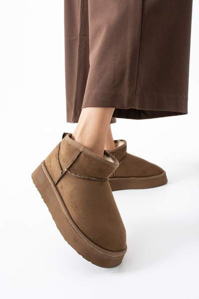 SOFT Mini Süet İçi Kürklü Kalın Taban Kadın Bot