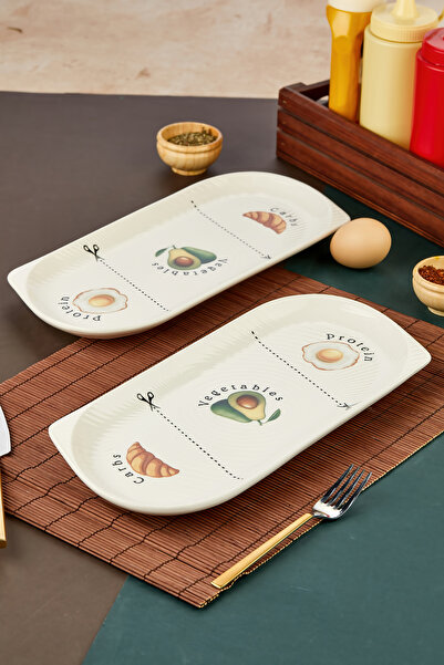 EMBazaar 2-Piece Rectangular Balanced Nutrition Plate/Diet Plate/Healthy Meal Serving Presentation Balance Motivation