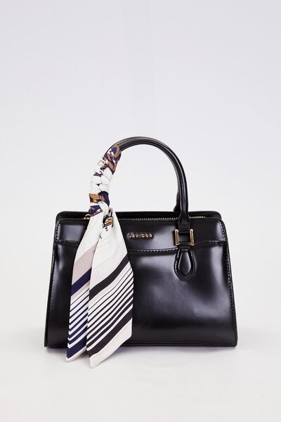 Levidor Black Scarf Strap Decorated Shoulder Bag