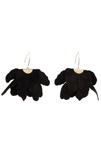 HAIArt Handmade leather floral earrings - Black