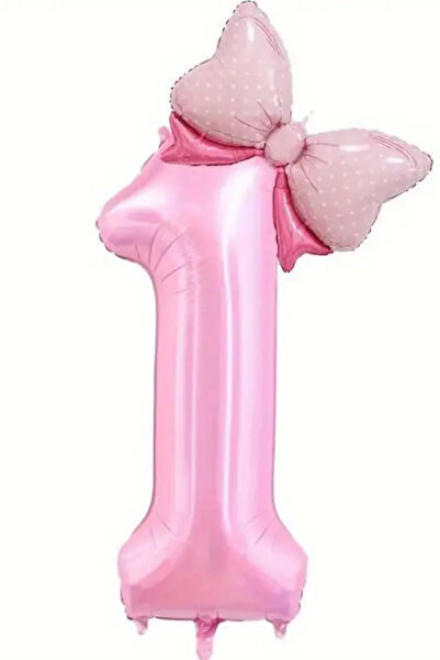 Çemrek Süs Parti Mini Fiyonklu 1 Yaş Balon Pembe 40 inç