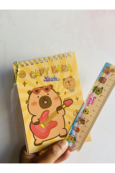synshop Capybara Sticker Decal 24 Sheets 300Pcs Waterproof+Opaque 10 Sheets Ruler Keychain Notepad