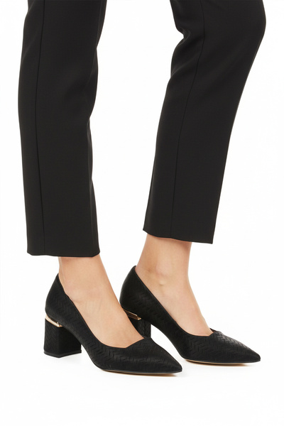 AYAKMOD Pantofi negri pentru femei cu toc înalt 619004 Z