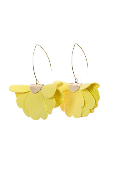 HAIArt Handmade leather floral earrings - Bright Yellow