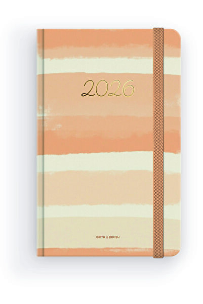 Gıpta 2026 139-BBK BRUSH İplik Dikişli Sert Kapak 13x21 Günlük Krem Ajanda