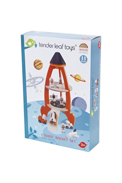 Tender Leaf Toys Ξύλινο σετ παιχνιδιού - Cosmic Rocket, 11 τεμάχια