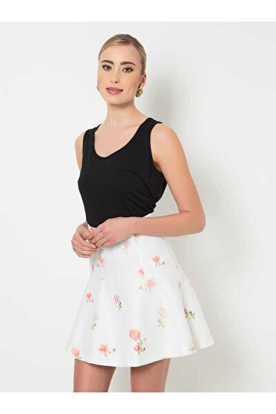 Roman Desenli Mini Etek Kemik Y1525015_019