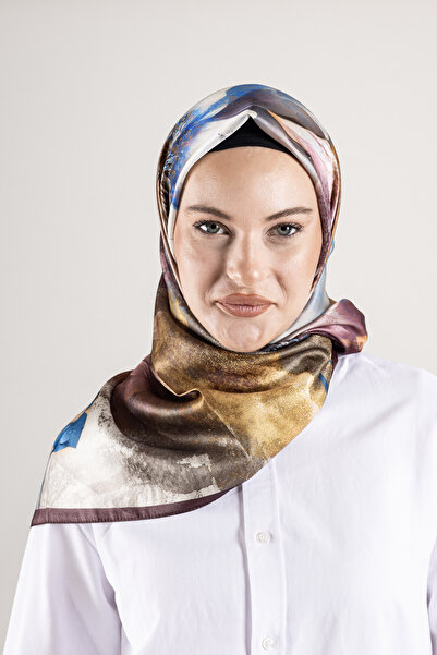 Akel Ψηφιακό κρυστάλλινο μοτίβο κασκόλ 95x95 – Παστέλ μοτίβο-4