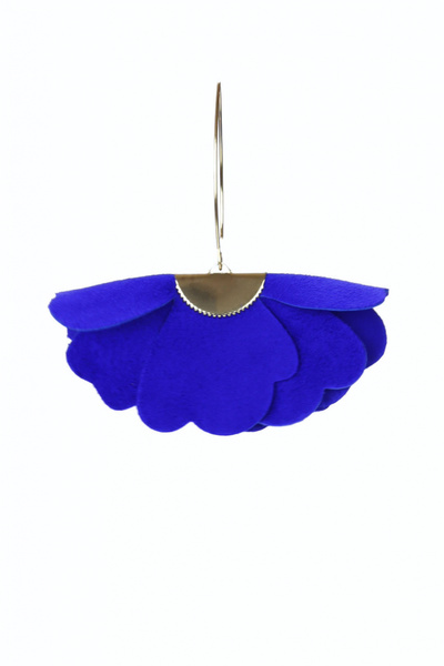 HAIArt Cercei florali din piele lucrați manual - Albastru electric