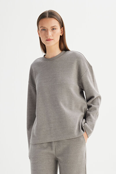 WRANGLER Loose Fit Rahat Kesim Bisiklet Yaka Gri Triko Kazak