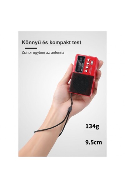 Mobile Tuning Wireless Speaker with FM Radio and LED Display, Portable, Bluetooth, USB, Micro SD, Red