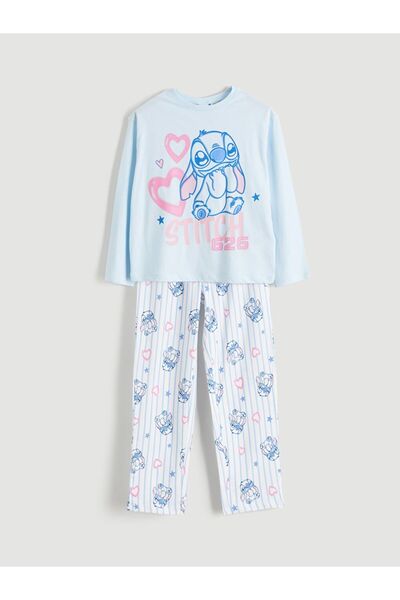 LC Waikiki Lcw Kids Crew Neck Stitch Printed Girls Pajama Set